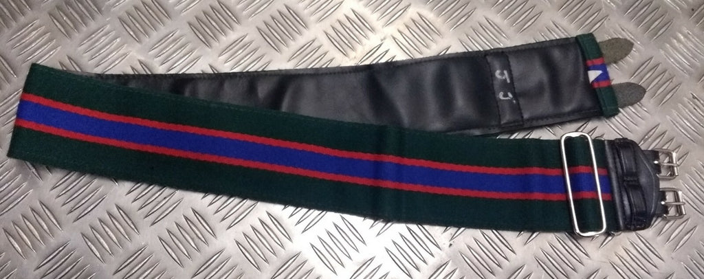 Genuine British Green With Red/Blue Stripes Double Buckles Stable Belt