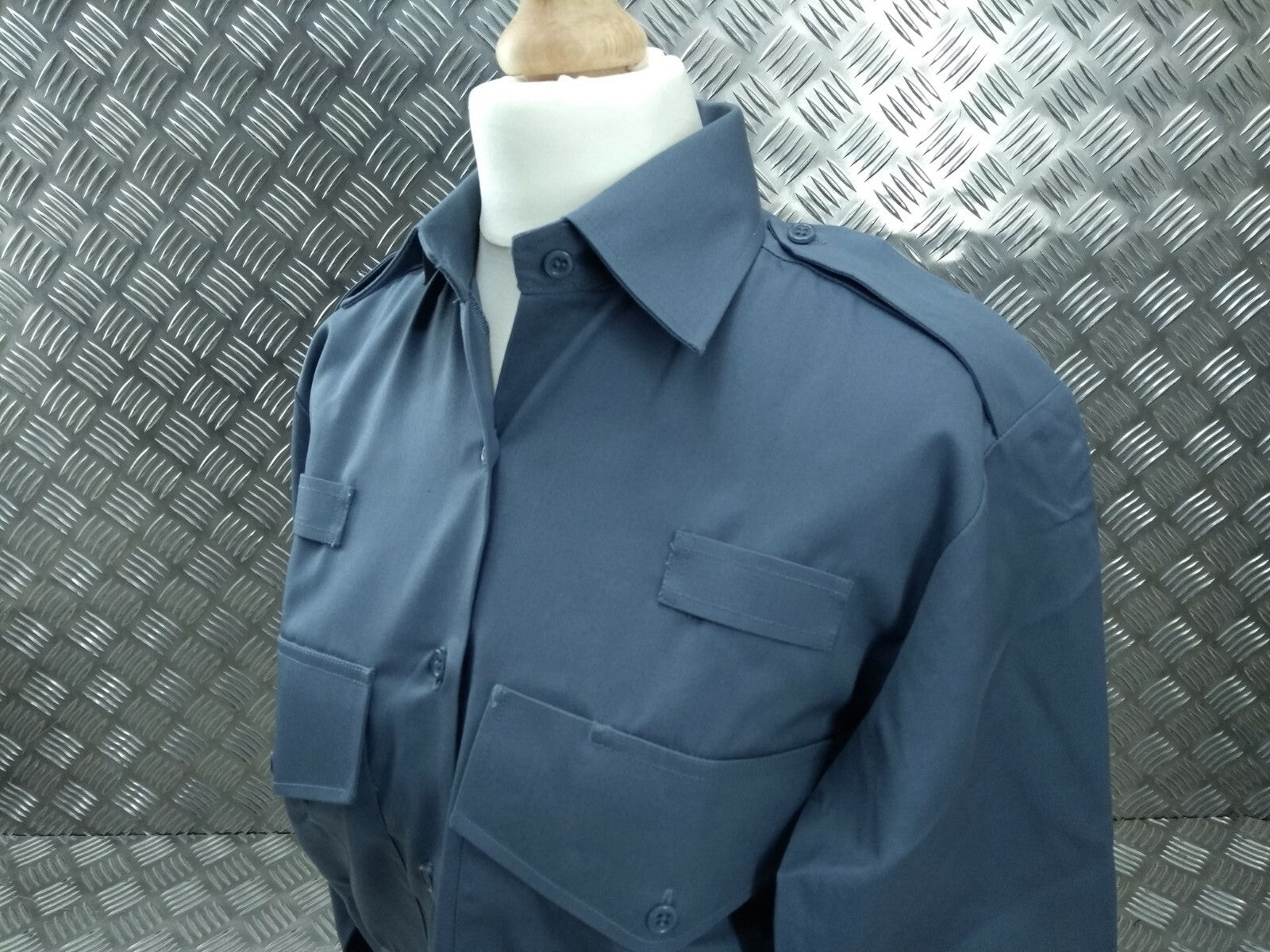Woman's Working Shirt With Radio Loops Blue Grey & Ladyies Shirt NEW