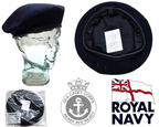 Naval Beret Wool With Leather Rim & Badge Eyelets NEW