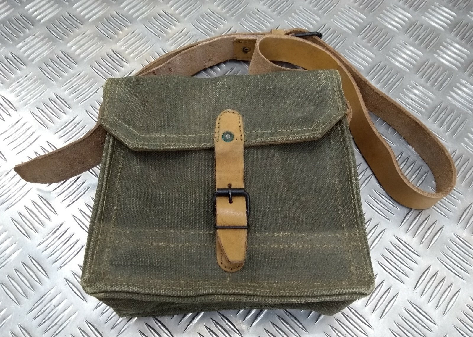 Genuine Vintage French Canvas Utility or Ammunitions Side Bag Carrier