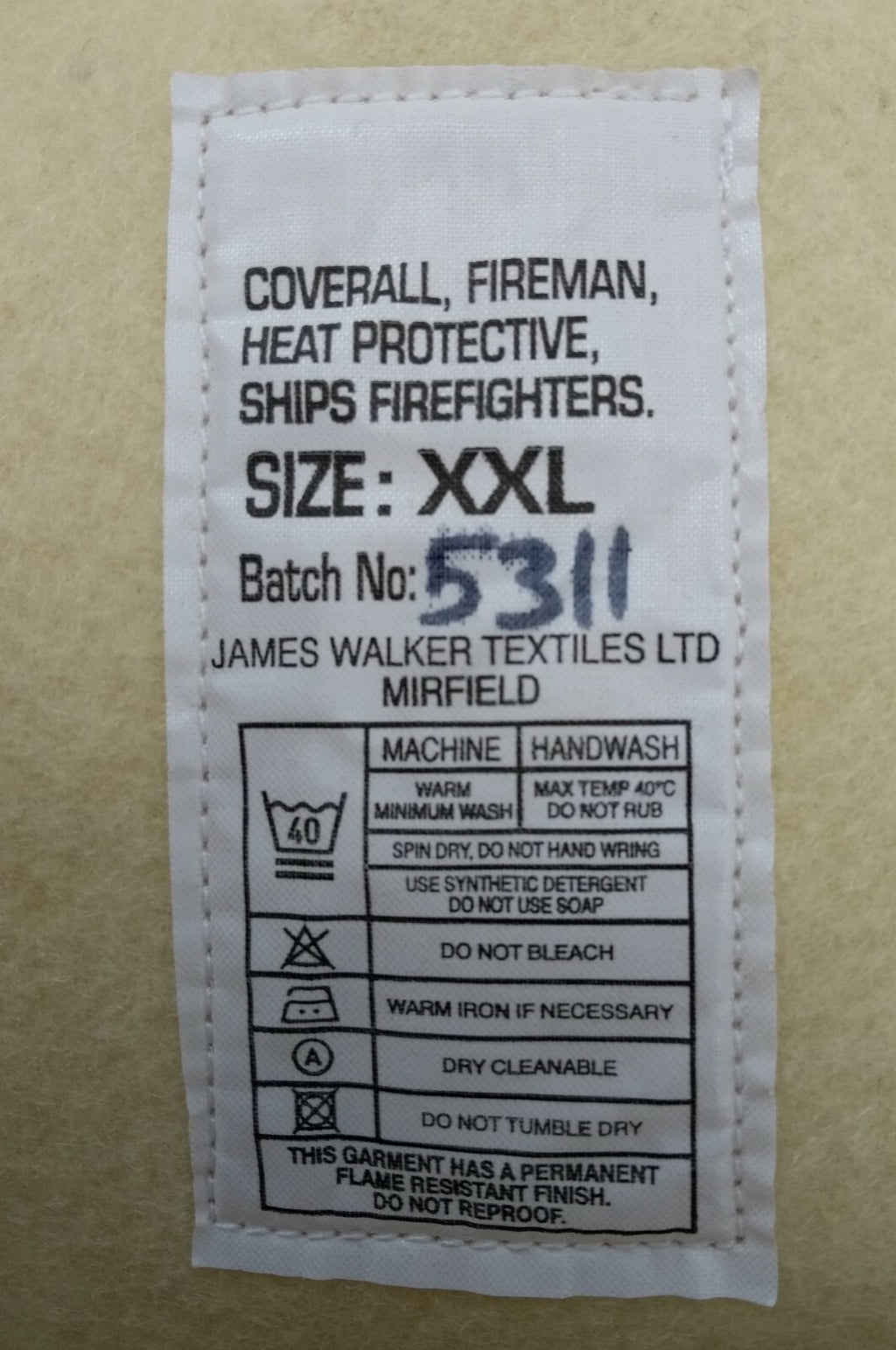 Ships Firefighters Heat Protective Fearnought Coverall British Navy Issue XXL