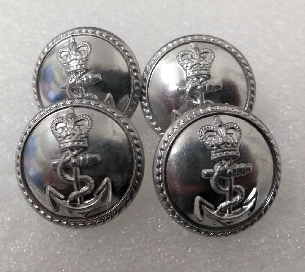 Genuine British Royal Navy Issue (RN) Silver Buff Anchor Insignia Buttons 36L