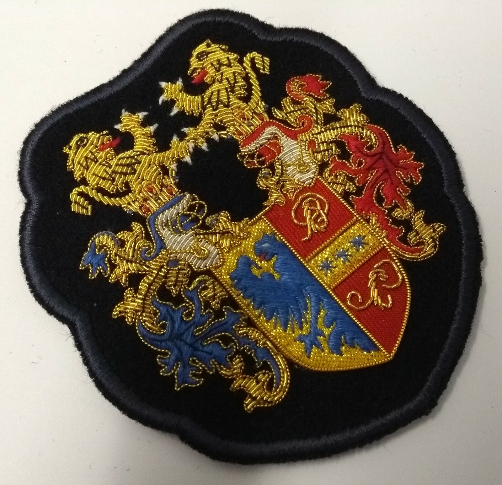 British Made Large Gold Wire Embroidered Coat of Arms Insignia Badge