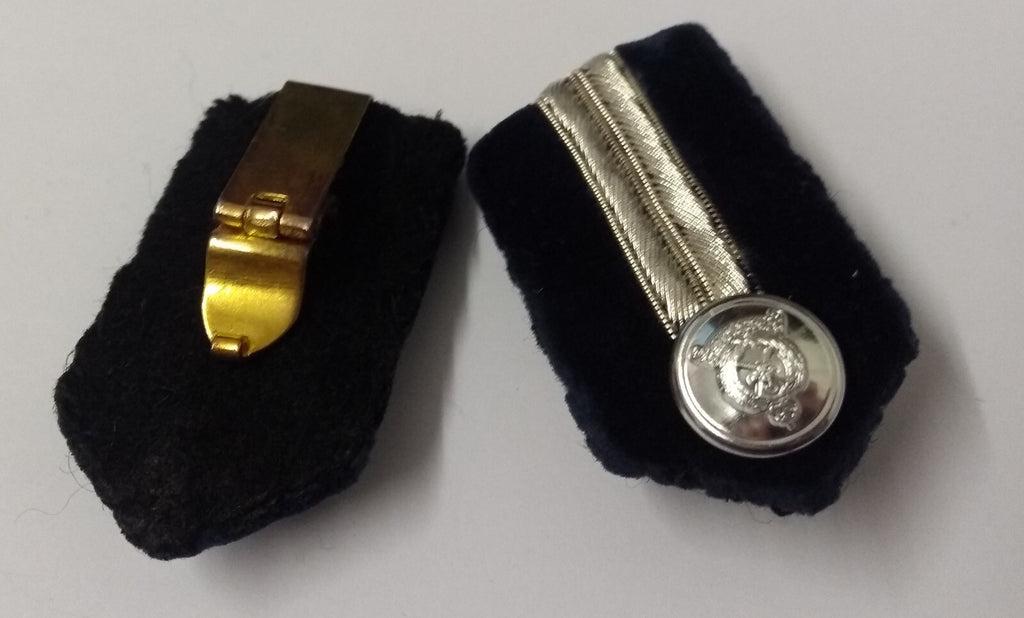 Oman Gorgets Collar Tabs Blue Velvet & Silver Detail Officers Insignia Buttons