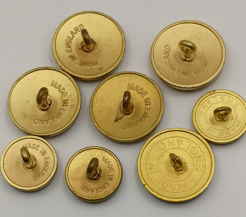 Solid Brass Gilt Finish Blazer Buttons set of 8 in 3 different Designs