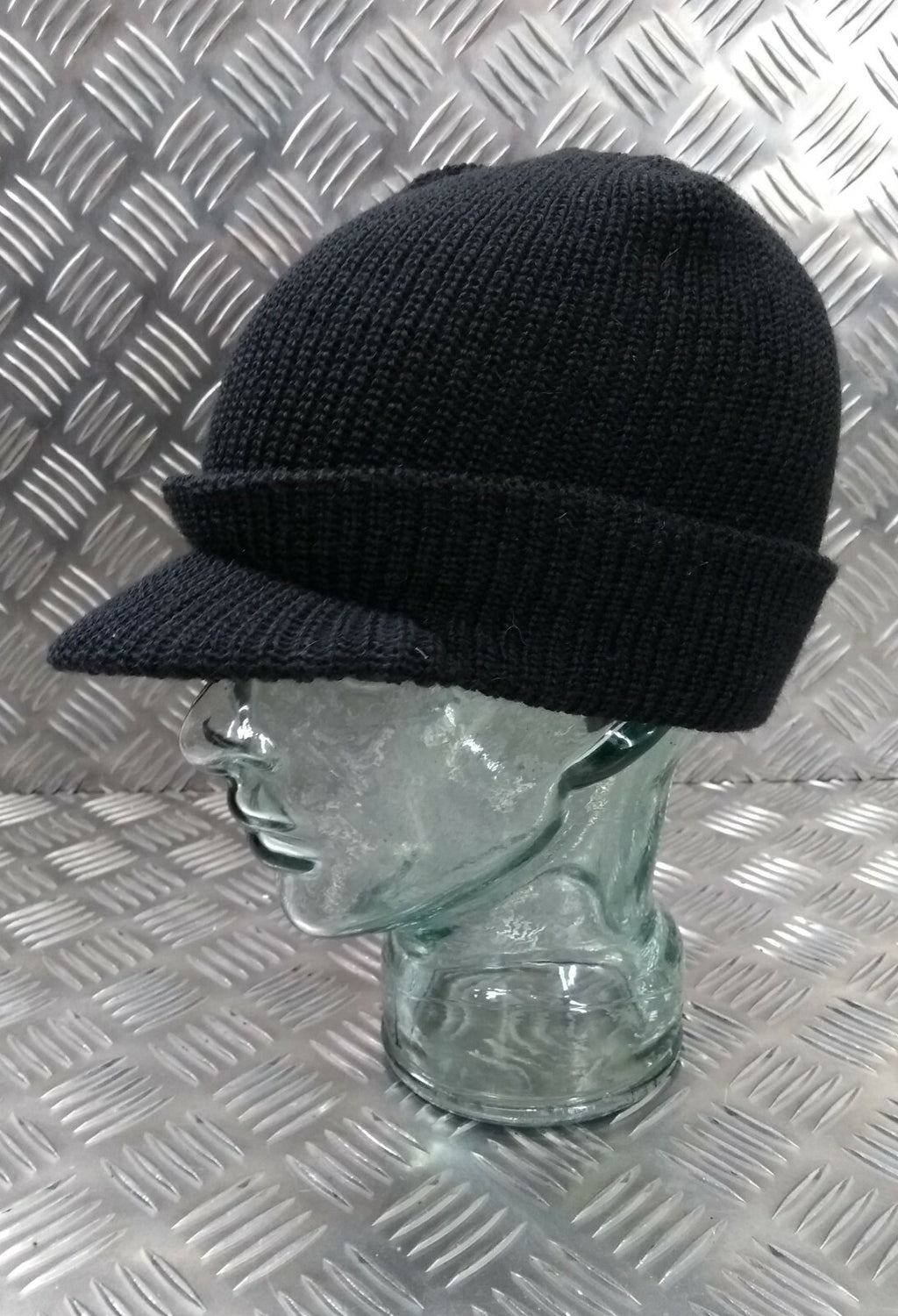 US Black or Olive Peak Radar Hat / Peaked Watch Cap 100% Wool NEW
