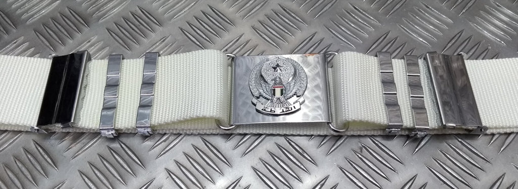 Abu Dhabi Belt White Nylon With Buckle For Ceremonial & Parade Duties