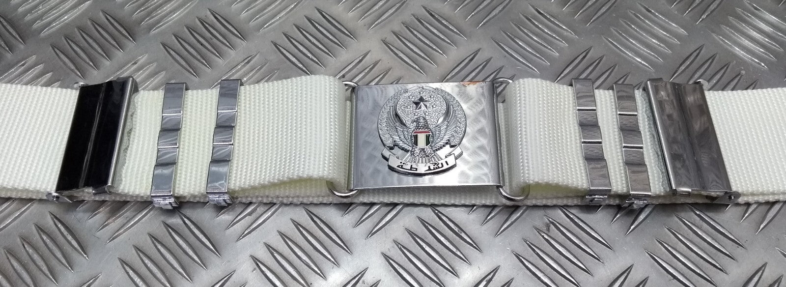 Abu Dhabi Belt White Nylon With Buckle For Ceremonial & Parade Duties