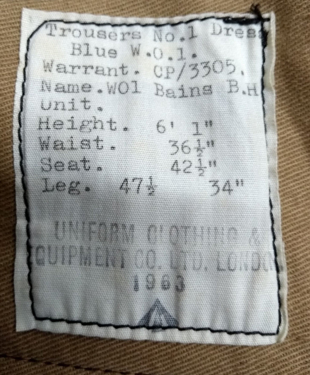Vintage No1 Trousers British Army With Infantry / Rifles Green Stripes 1963 Pat