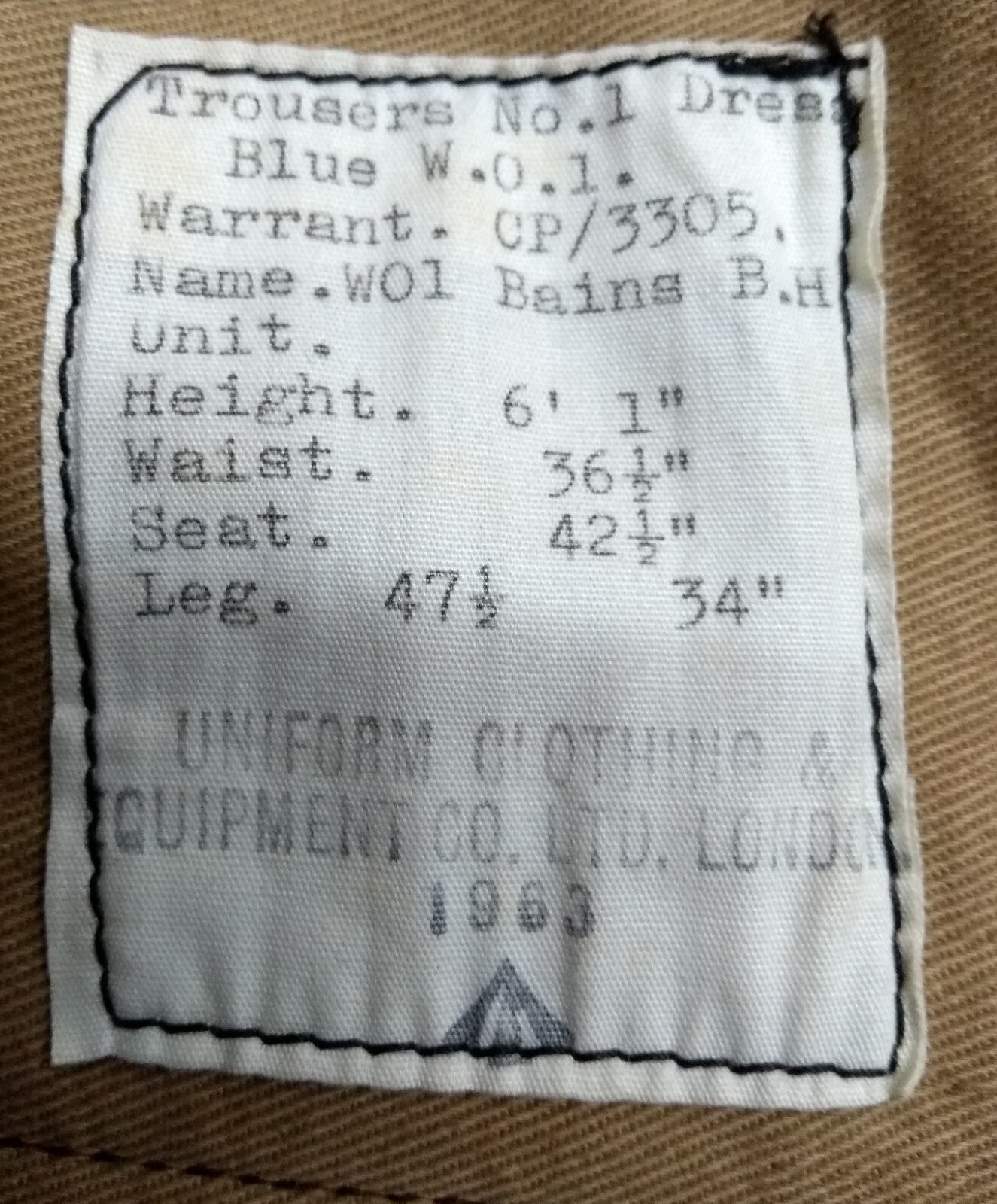 Vintage No1 Trousers British Army With Infantry / Rifles Green Stripes 1963 Pat