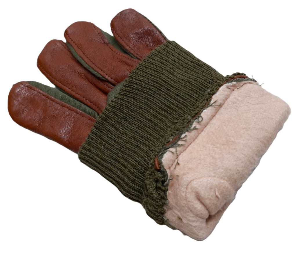 Aircrew Gloves RAF Royal Air Force & British Army 1980s Pattern Leather Palm Cotton Lined NOS