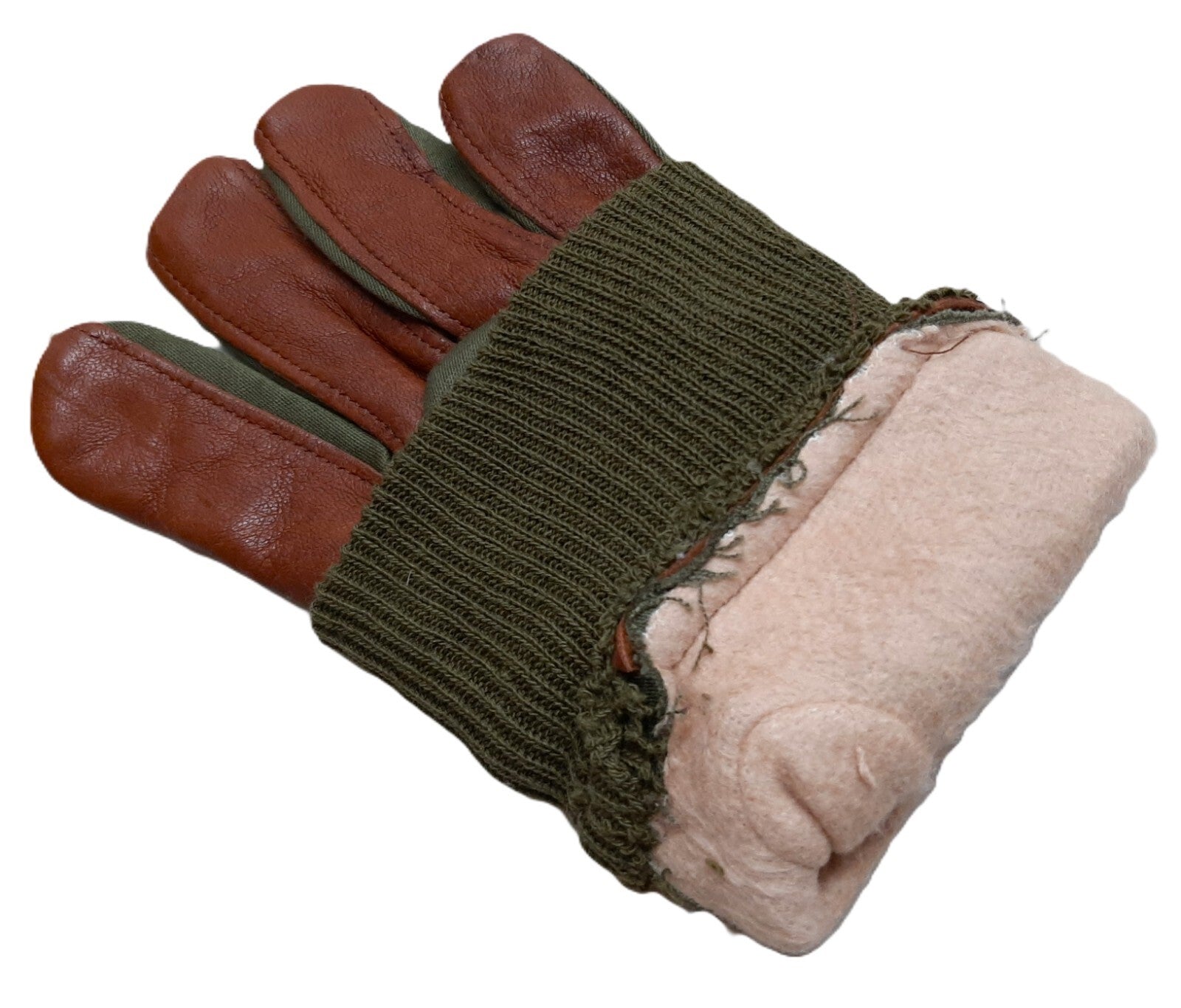 Aircrew Gloves RAF Royal Air Force & British Army 1980s Pattern Leather Palm Cotton Lined NOS