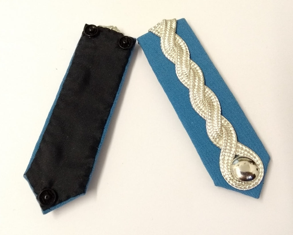 Collar Tabs Light Blue RAF Royal Air Force Silver Braid and Plain Buttons Press-stud Fit