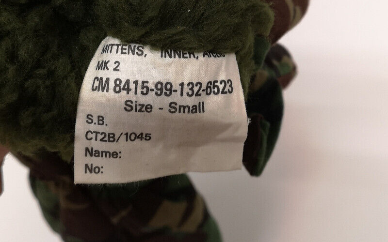British MK2 / Mark II Woodland DPM Camo Arctic Mittens Inner Size Small