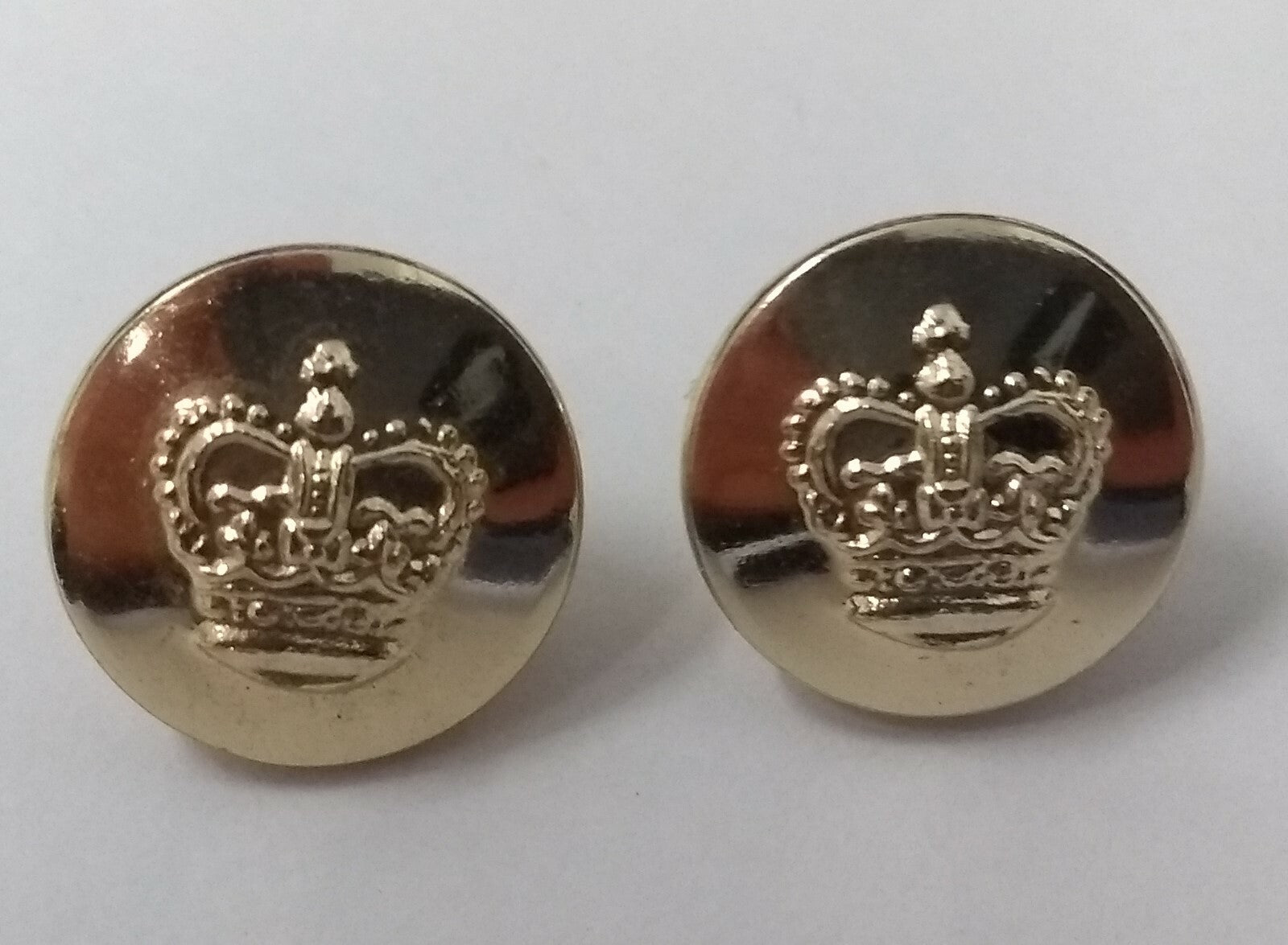 Genuine Vintage British St Edwards Crown Metal Dress Buttons X2 ASBT187