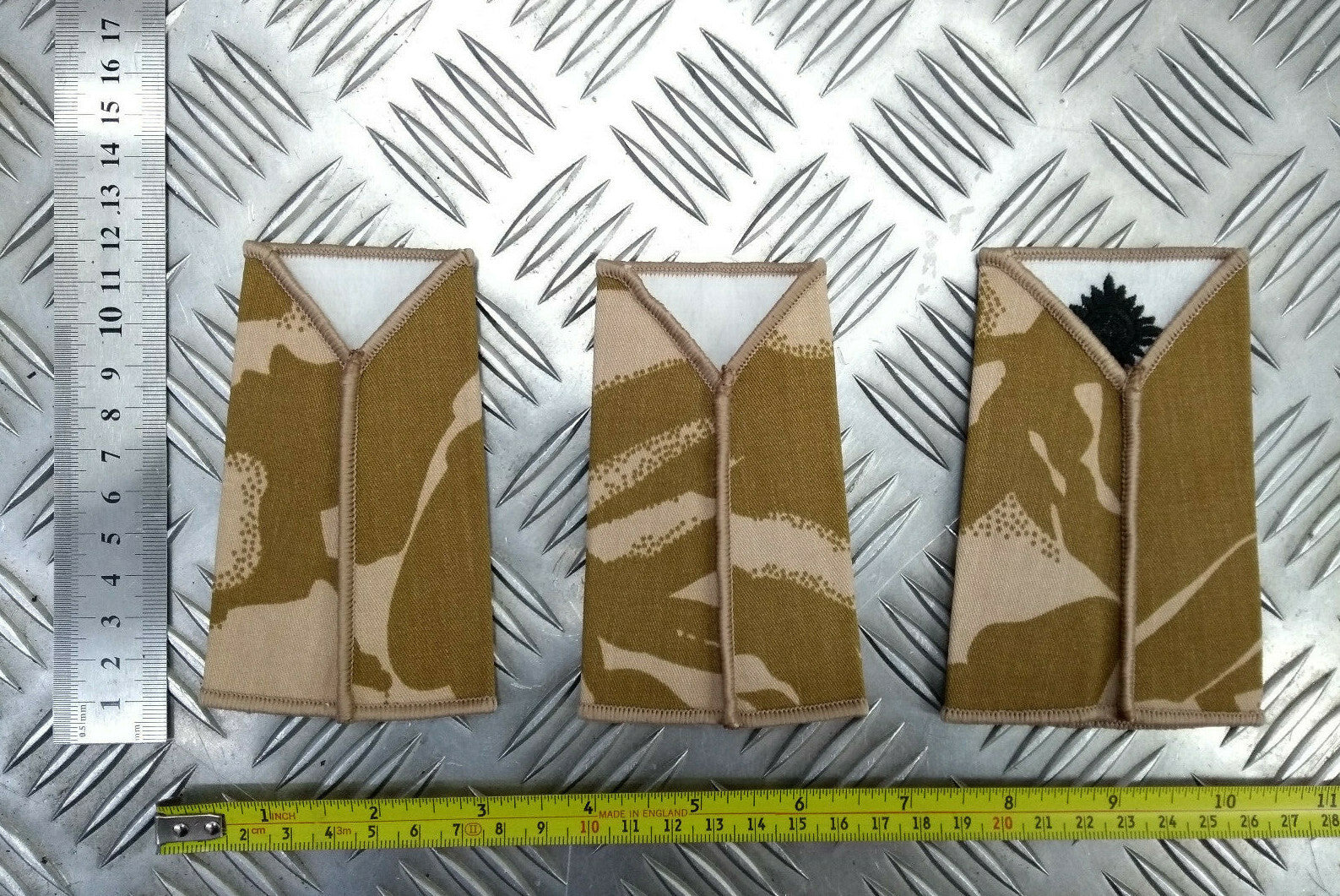 Desert Camo Queen's Dragoon Guards QDG Rank Slides Genuine British Army - NEW