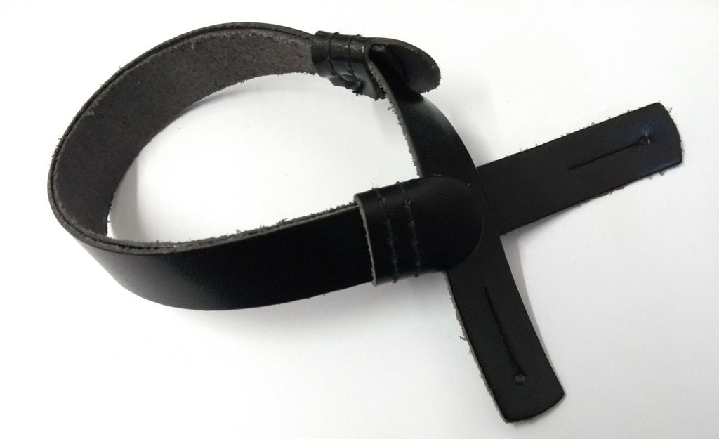 Genuine Issue Black Leather Dress Hat 5/8" Adjustable Chin Strap