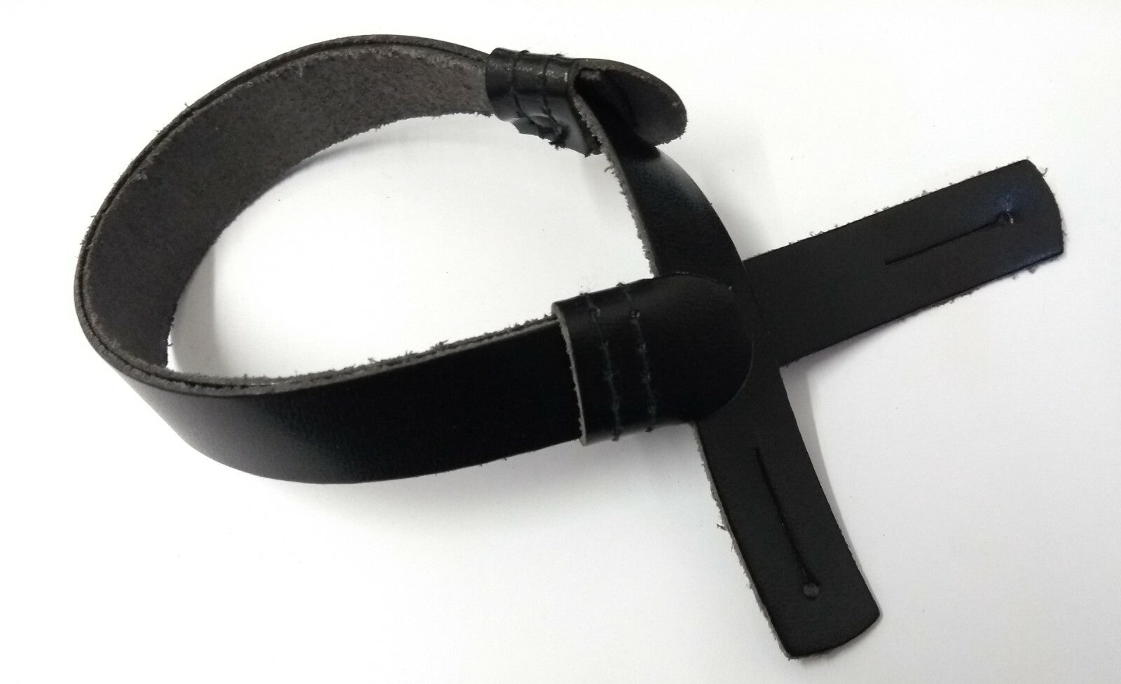 Genuine Issue Black Leather Dress Hat 5/8" Adjustable Chin Strap