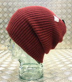 Dark Red / Maroon Knitted Beanie Hat / Woolly Hat - 100% Wool - One size - NEW