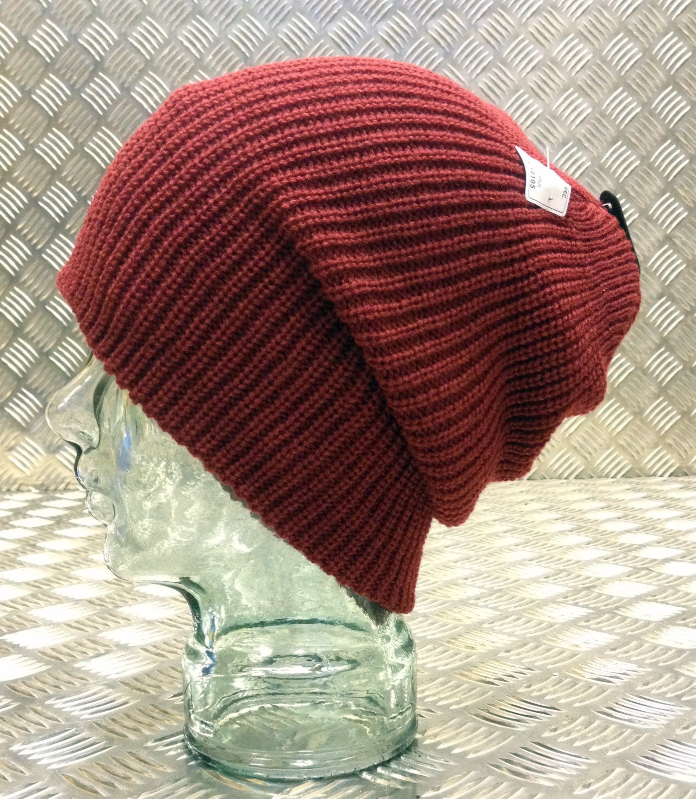 Dark Red / Maroon Knitted Beanie Hat / Woolly Hat - 100% Wool - One size - NEW