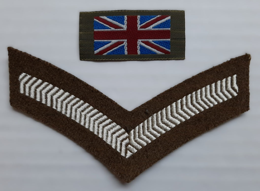 Rank Chevrons FAD British Insignia 1 Bar Lance Corporal UK Flags 1 Pair