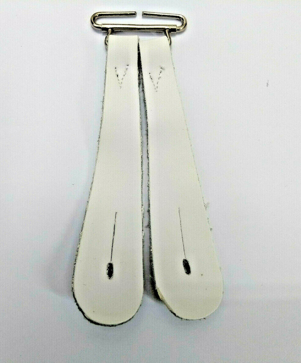 White Leather Brace Replacement Tab for Buttons / Braces
