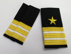 Shoulder Slides Officer Hook & Loop Epaulettes Naval With 3 Gold Bars & Star