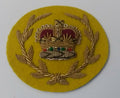 Genuine Vintage British Army Braided RQMS Laurel Crown on Yellow Felt