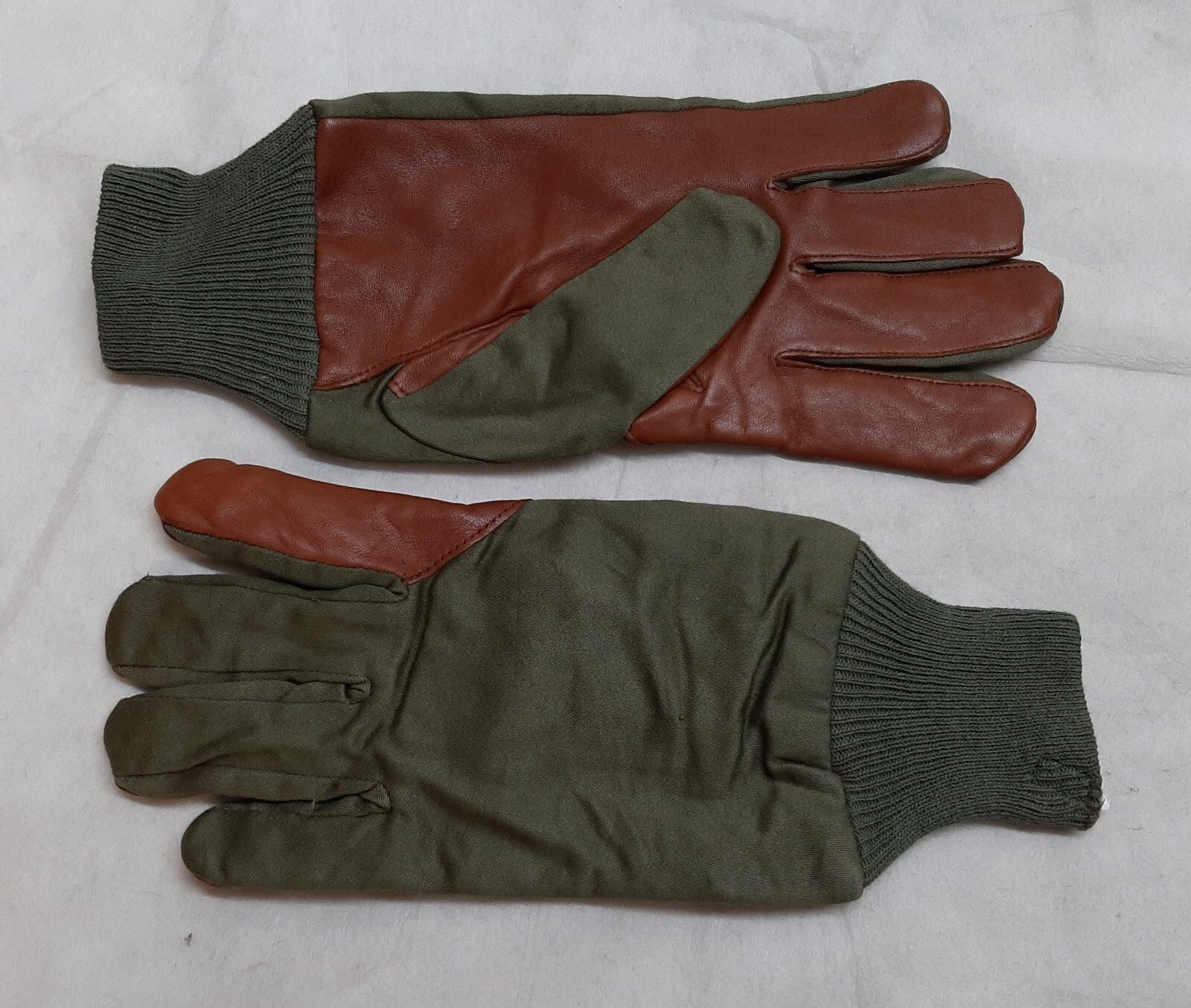 Aircrew Gloves RAF Royal Air Force & British Army 1980s Pattern Leather Palm Cotton Lined USED