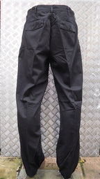 Black Italian Army Style Straight Leg Trousers w Knee Patches & Zips Size 36"