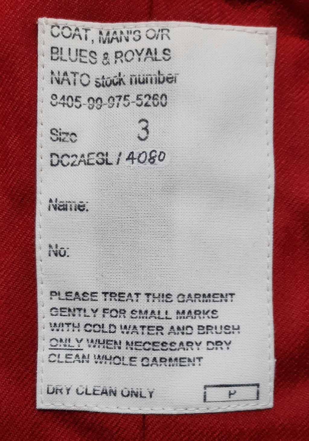 Mercian Regiment Long Coat Blues and Royals British Army Other Ranks Size 3