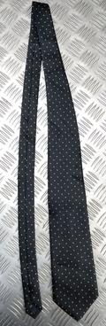 White Dotted Pattern Black Polyester Tie - NEW