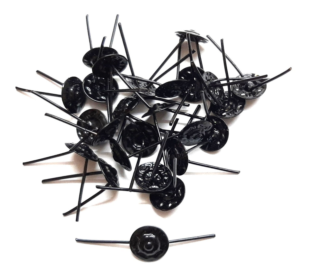 50 Black Rosette Two Prong Fitments Metal Small Grown Rose Heads Job Lot