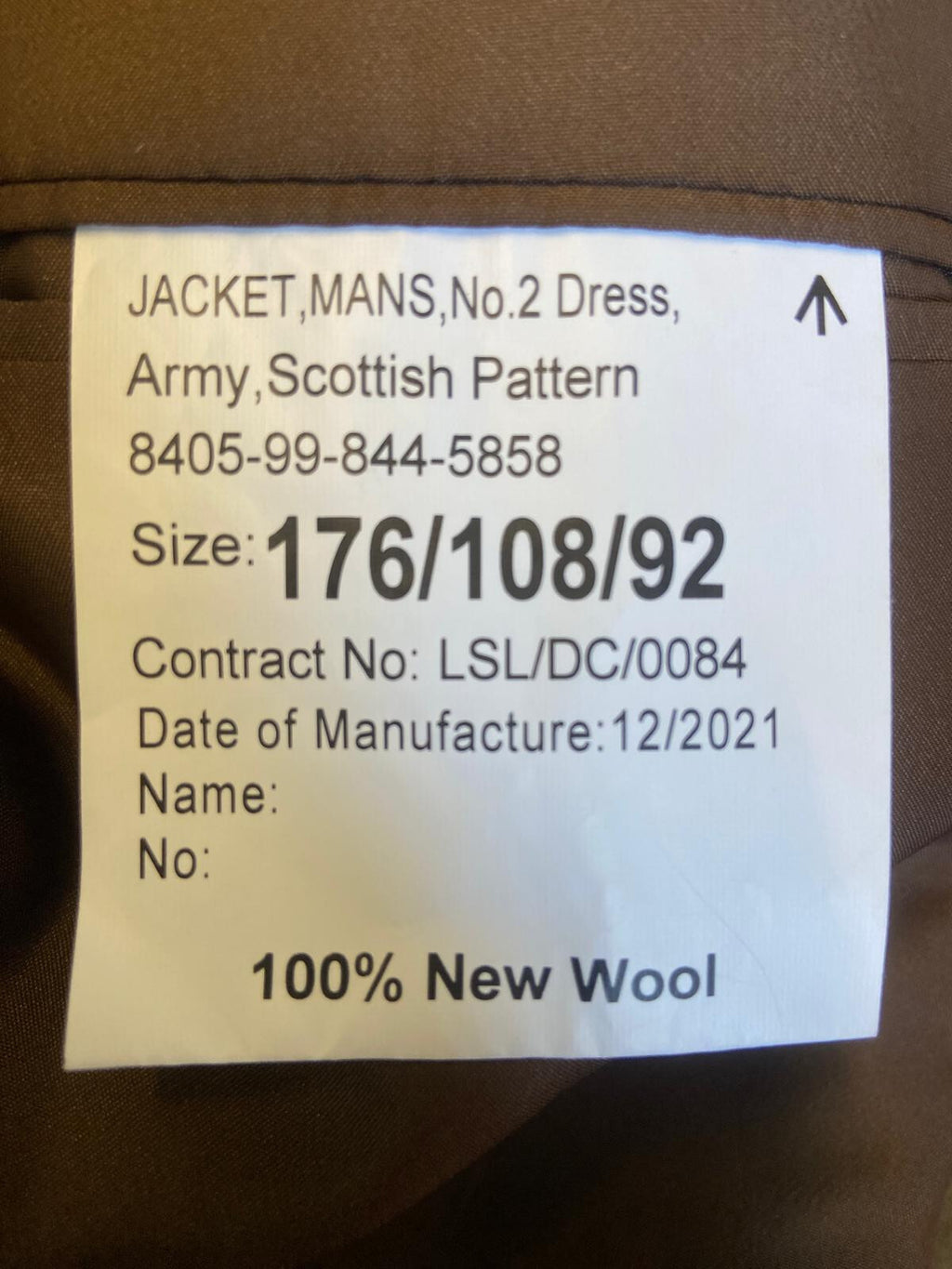 RRS Scotish Pattern No2 FAD Jacket Doublet Royal Reg of Scotland 176/108/92