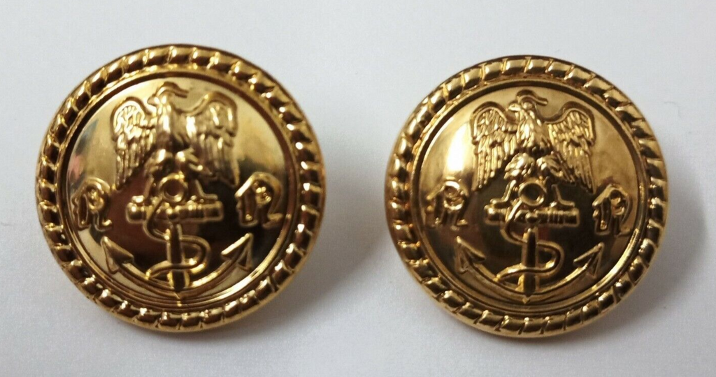 Genuine Issue Navy Eagle and Anchor Insignia Ring Back Buttons X2
