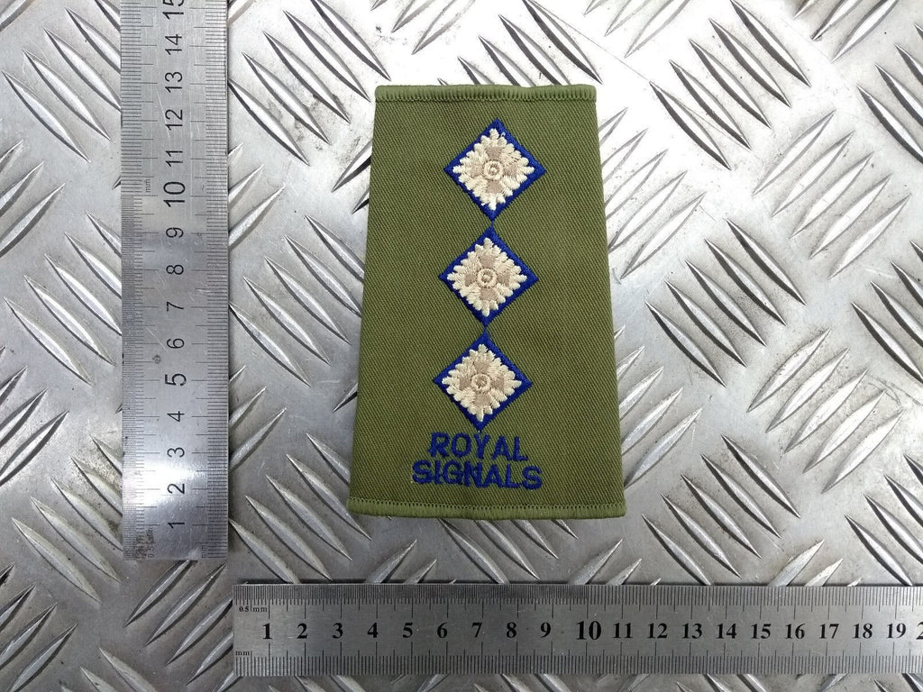 Royal Signals OD Green Dark Blue Edged Captain Rank Slide Epaulette - NEW
