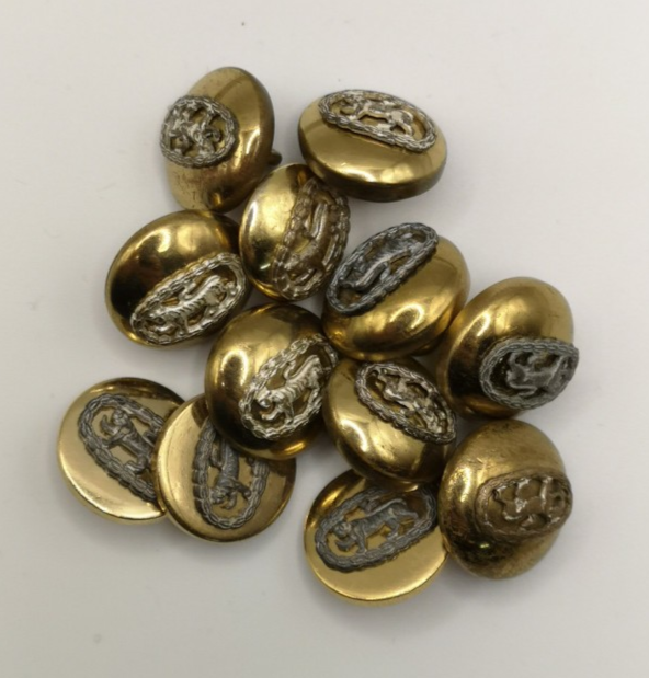 Royal Anglian Mounted Buttons Mixed Sizes and Types set of 12