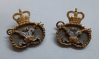 Vintage Collar Badges British Army Staffordshire Insignia Features Queen's Crown