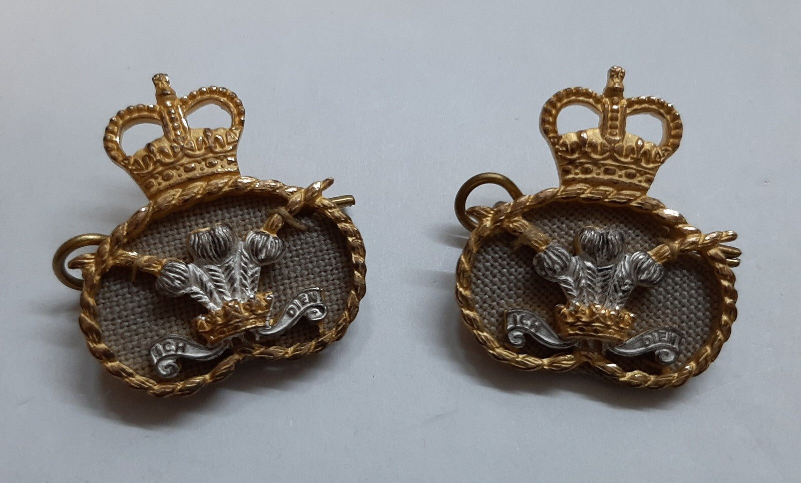 Vintage Collar Badges British Army Staffordshire Insignia Features Queen's Crown