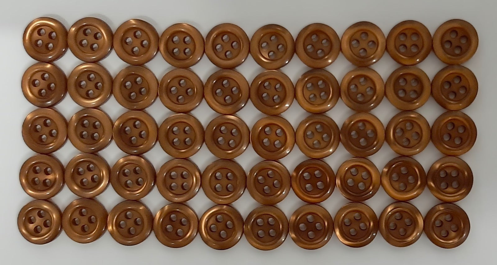 100 Vintage Buttons 4 Hole Shirt / Shank Anchors Pearlesque Brown 10.5mm NOS