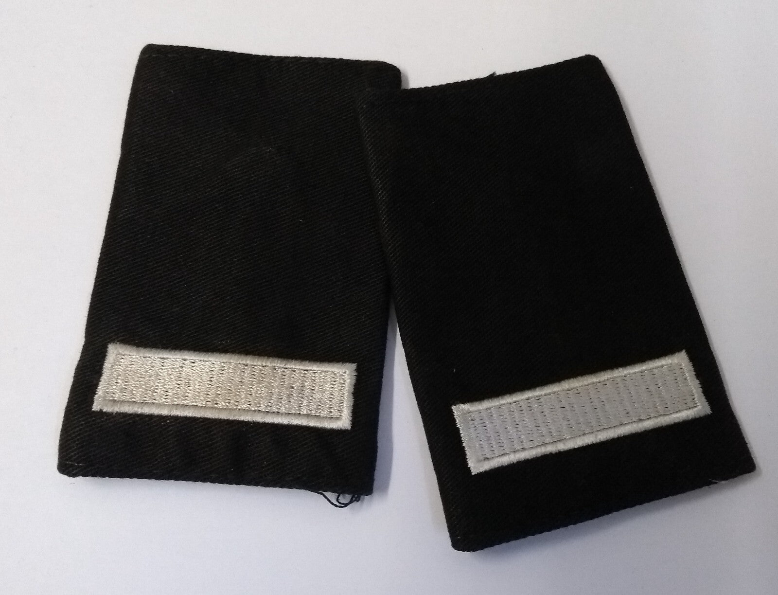 1 Bar Slides British Made Shoulder Rank Sliders Silver Bar on Black 1 Pair Used