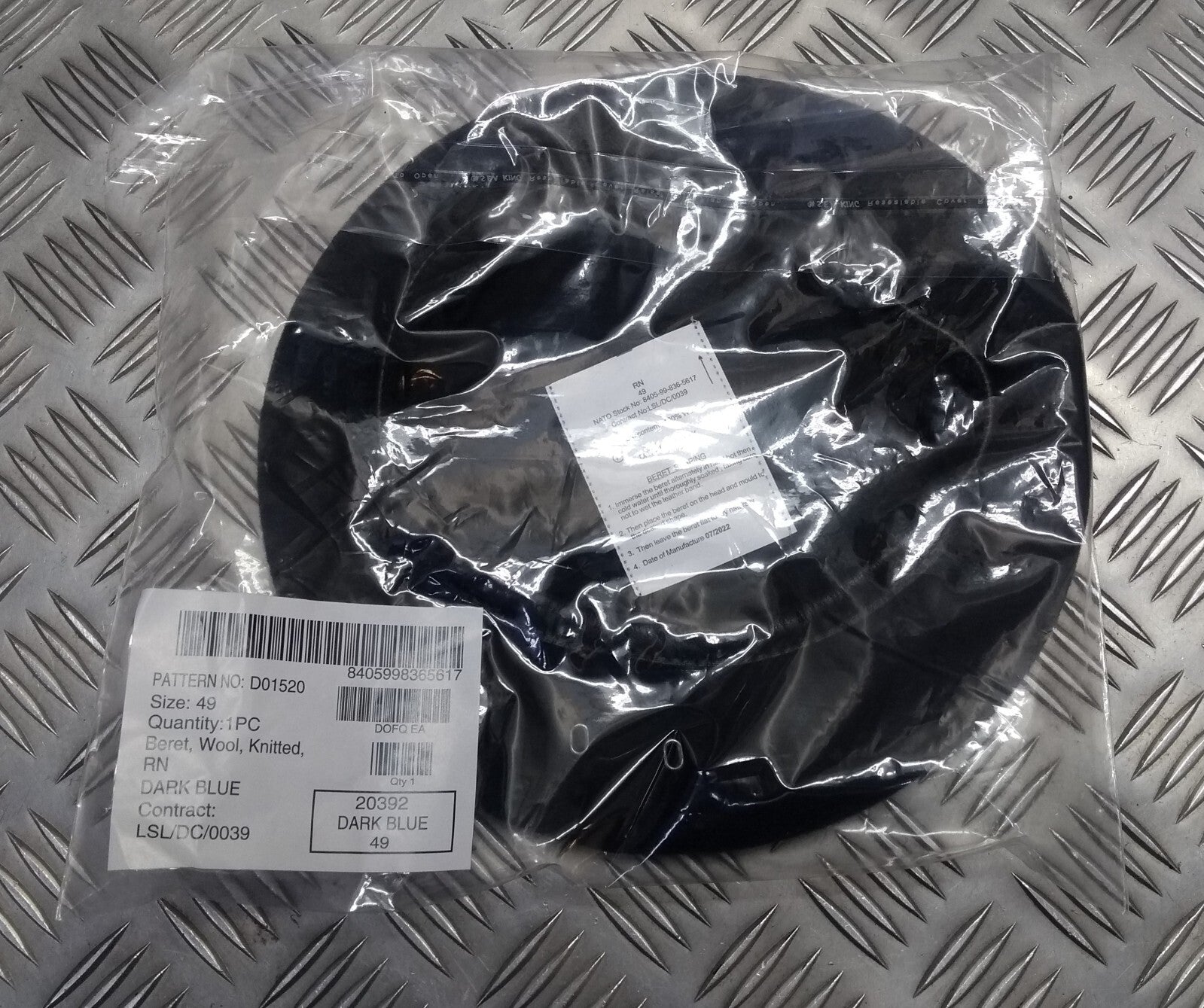 RN Navy Beret Wool Knitted British Naval Royal Blue 49cm NEW