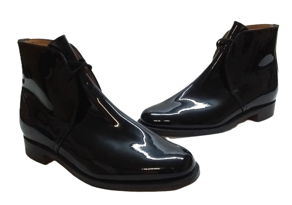 Sanders George Boots Officers Black Patent No Spur Box Housing Size 6