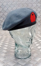 Genuine British QARANC Blue Grey Wool Beret Red Tear Drop Tab New