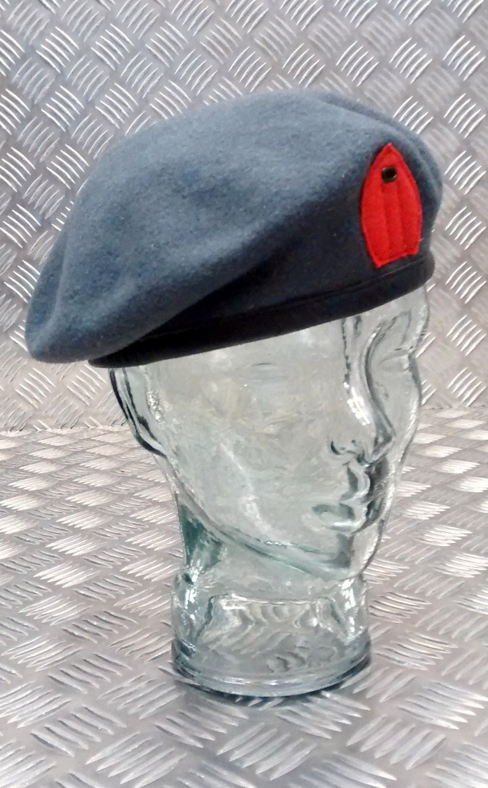 Genuine British QARANC Blue Grey Wool Beret Red Tear Drop Tab New