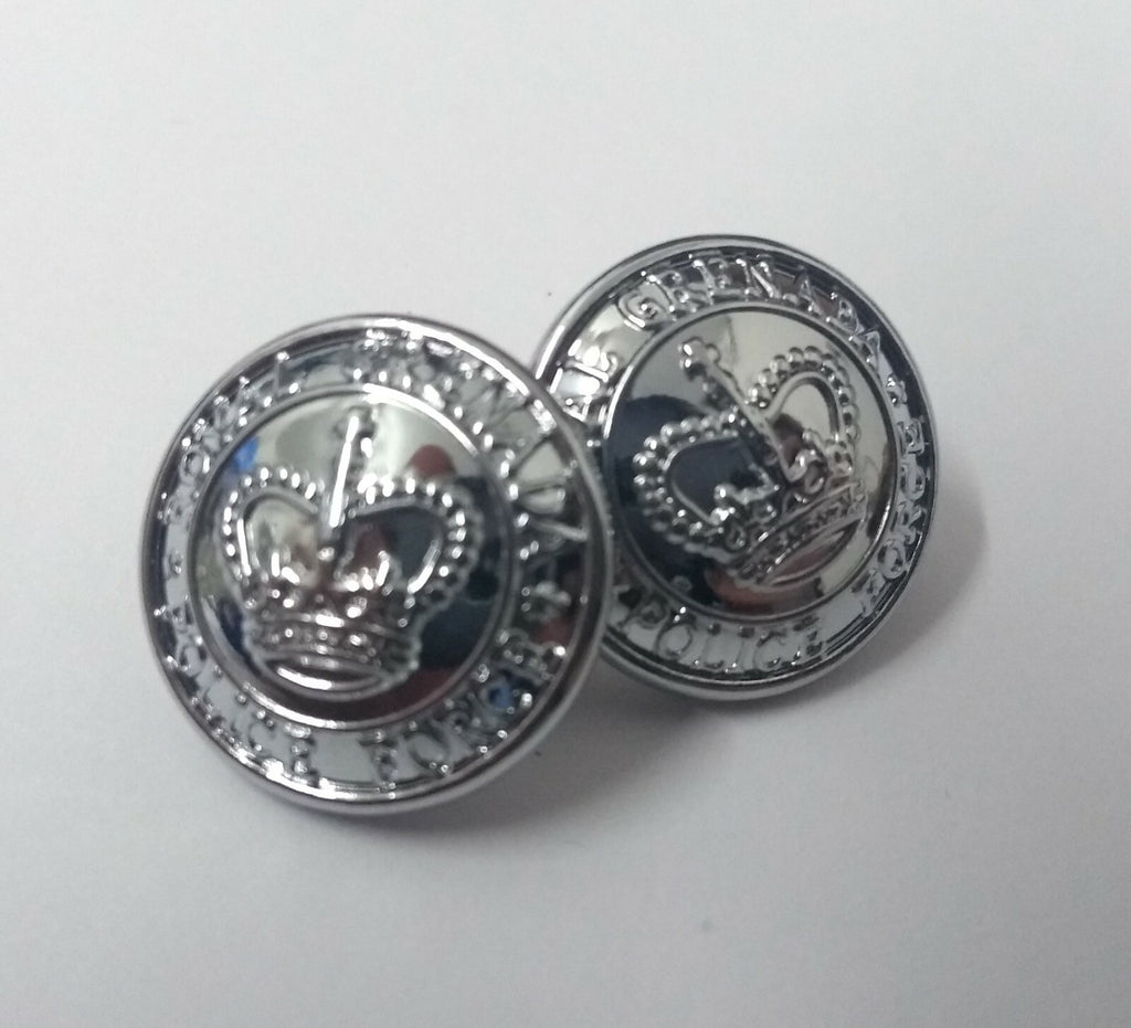 Genuine Royal Grenada Issue Crown Insignia Silver Ring Buttons 19mm x 10 NEW