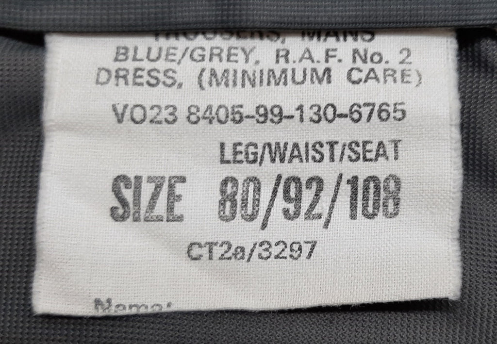 No2 Trousers RAF Royal Air Force Blue Grey Coloured Old Type Waist 92cm