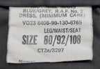 No2 Trousers RAF Royal Air Force Blue Grey Coloured Old Type Waist 92cm