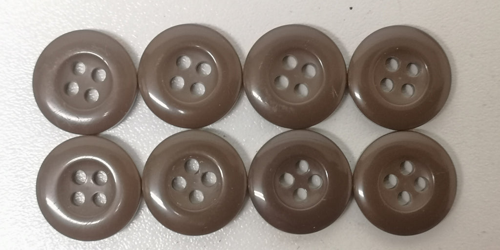 Brown 4 Hole Replacement Buttons for FAD / Barrack Trousers 24L 15.3mm Set of 8