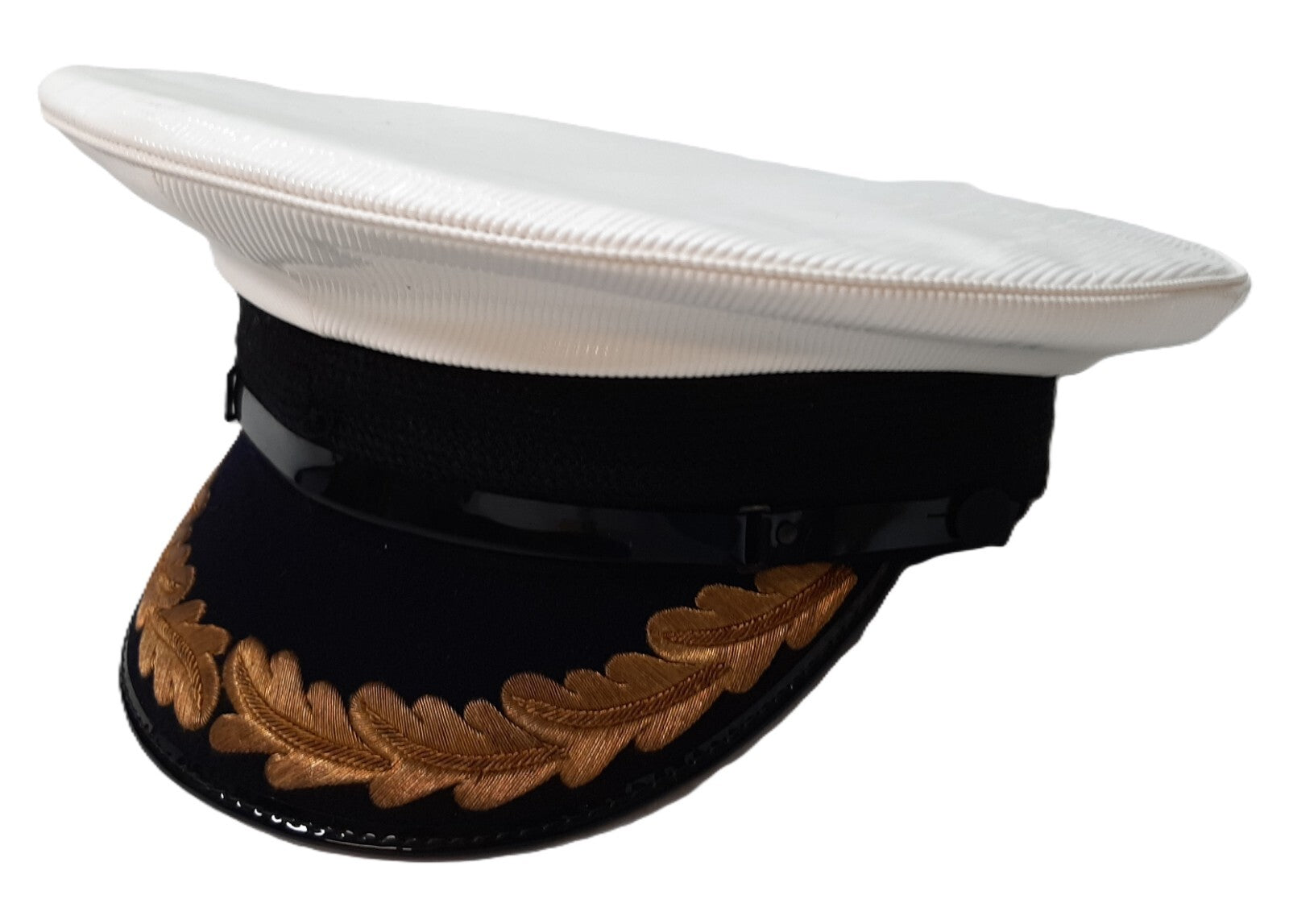 Vintage RN Hat 1968 Royal Navy Officers Capt and Cdr White Dress Visor Cap